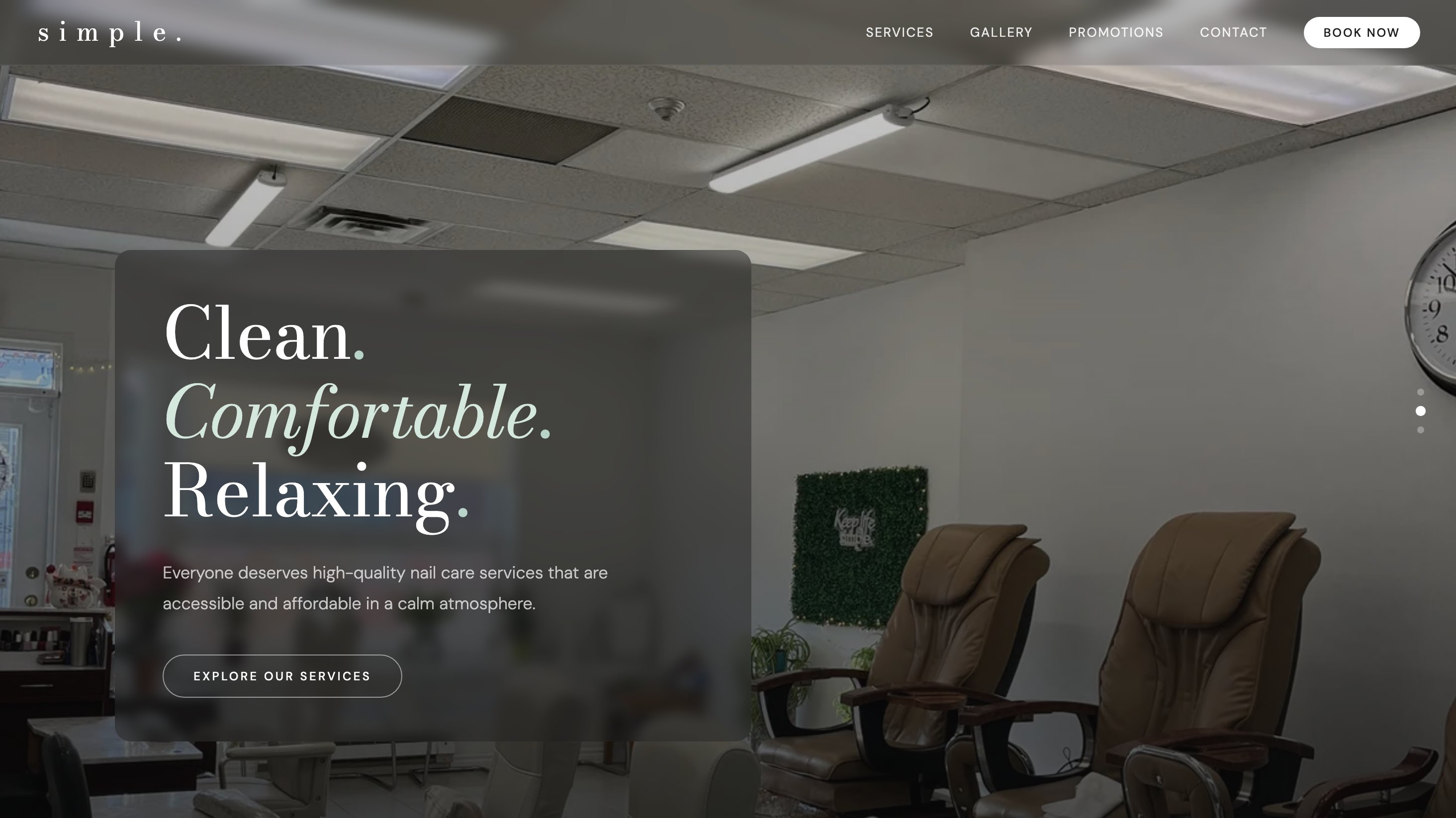 After — redesigned Simple Nails homepage, clean comfortable relaxing