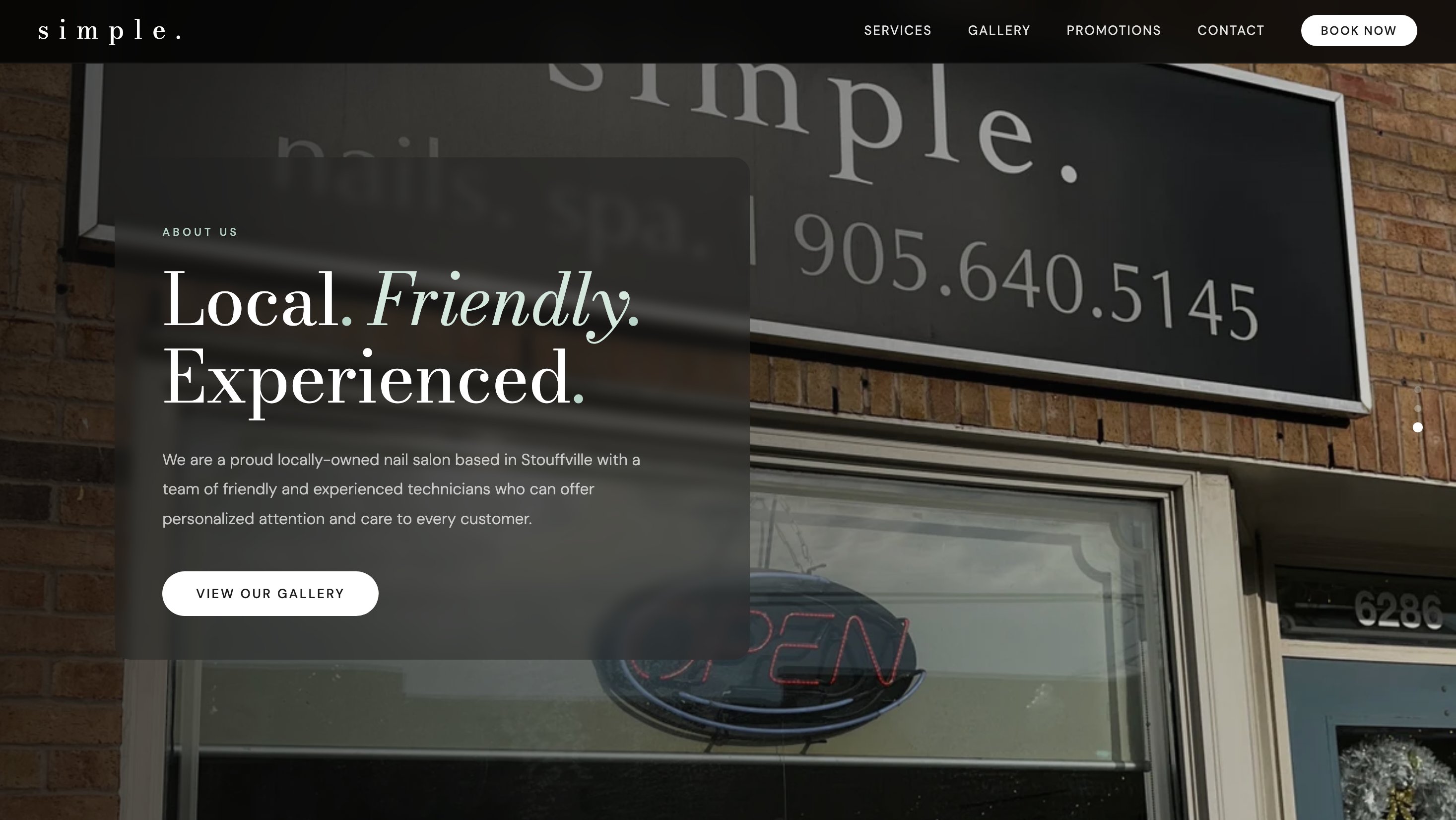 After — redesigned Simple Nails homepage, local friendly experienced