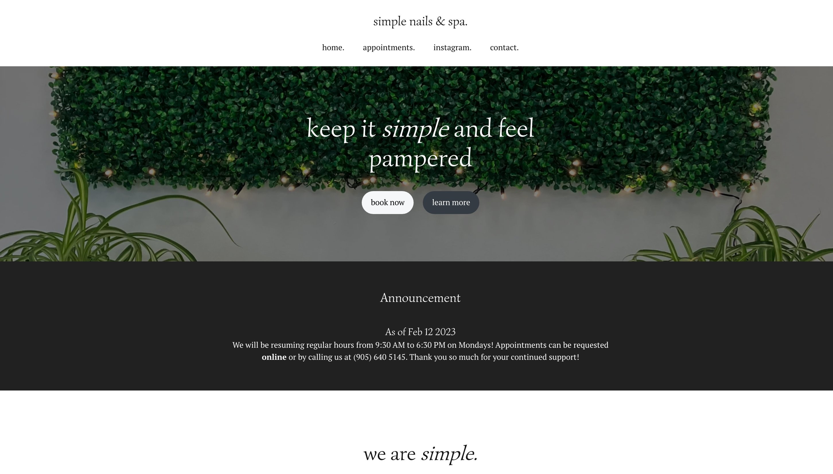 Original Simple Nails & Spa website