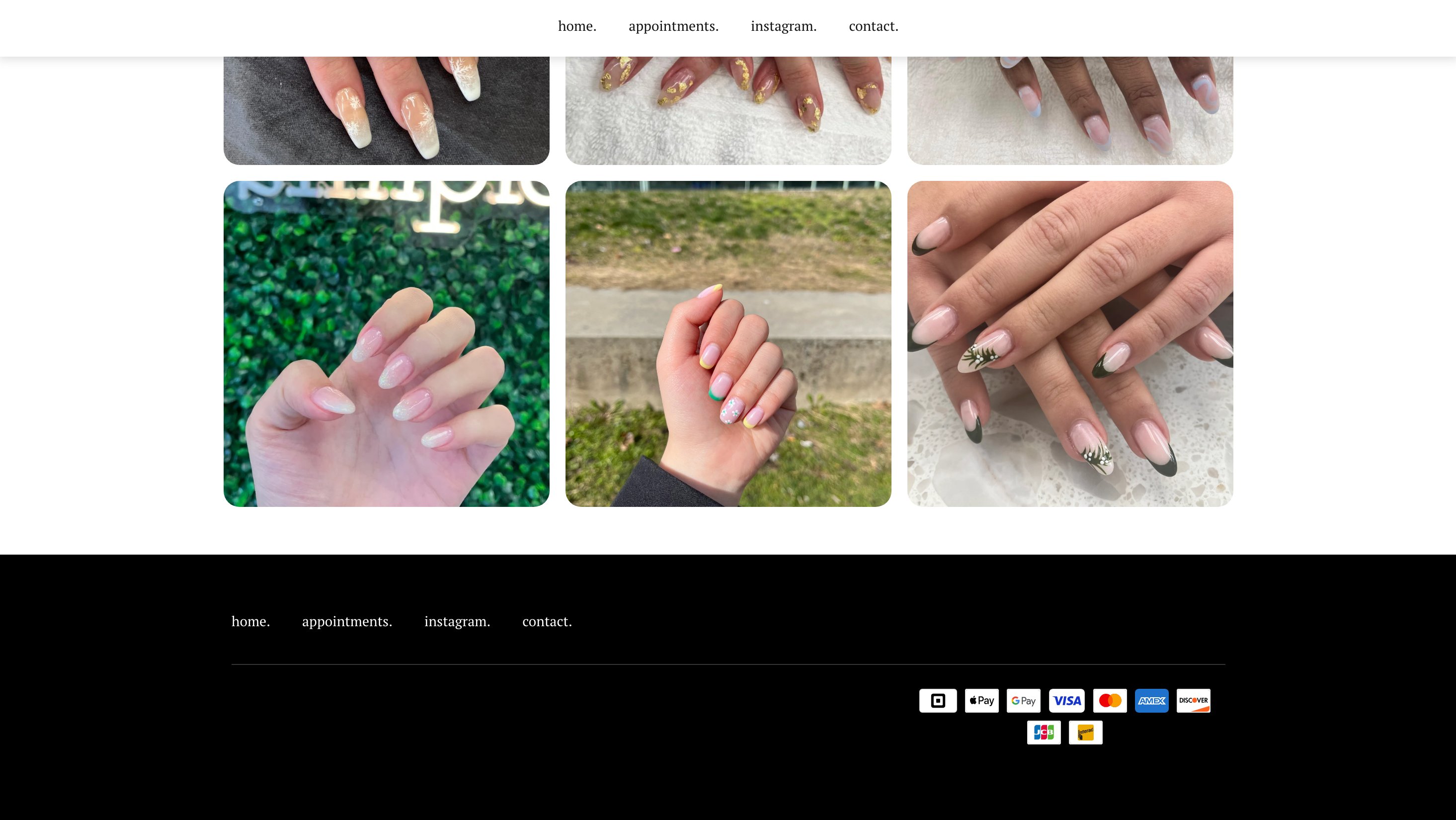 Before — Simple Nails homepage, gallery and footer
