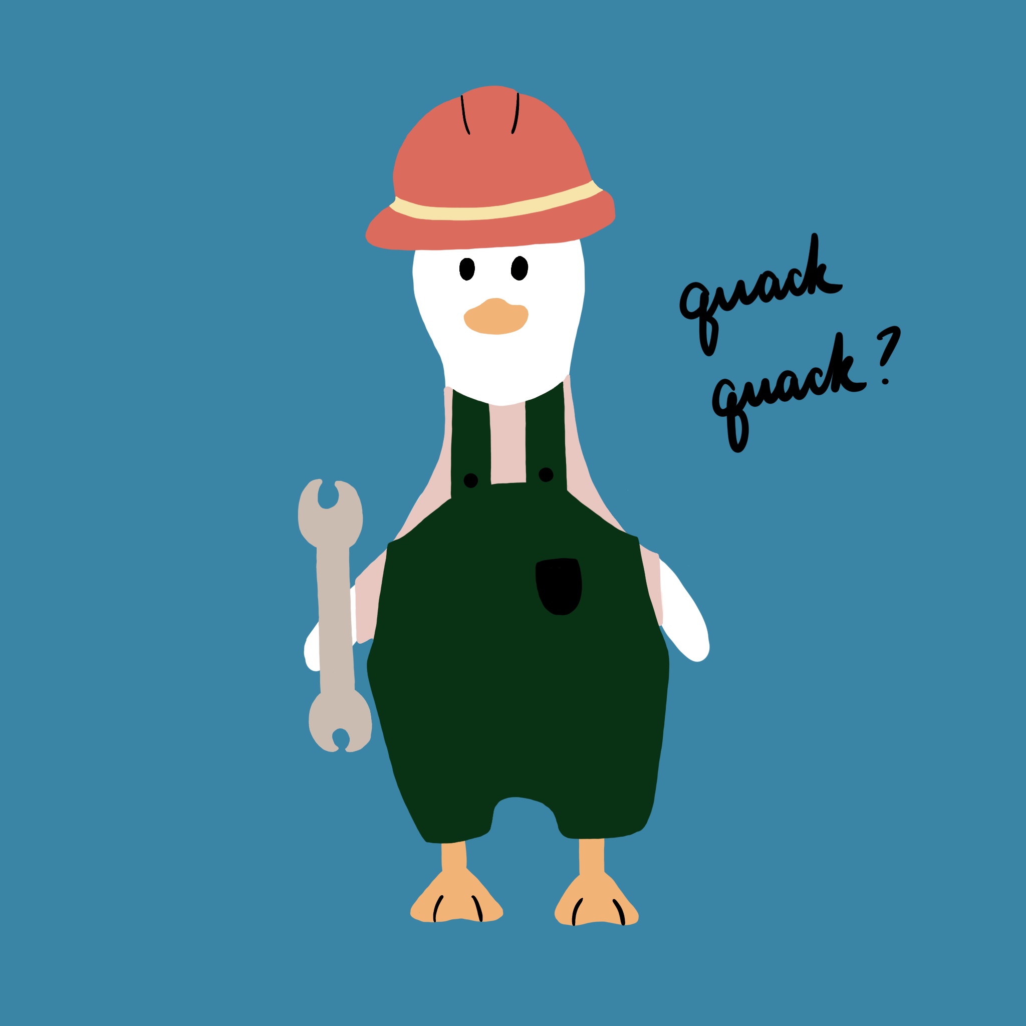 A duck dressed as a mechanic