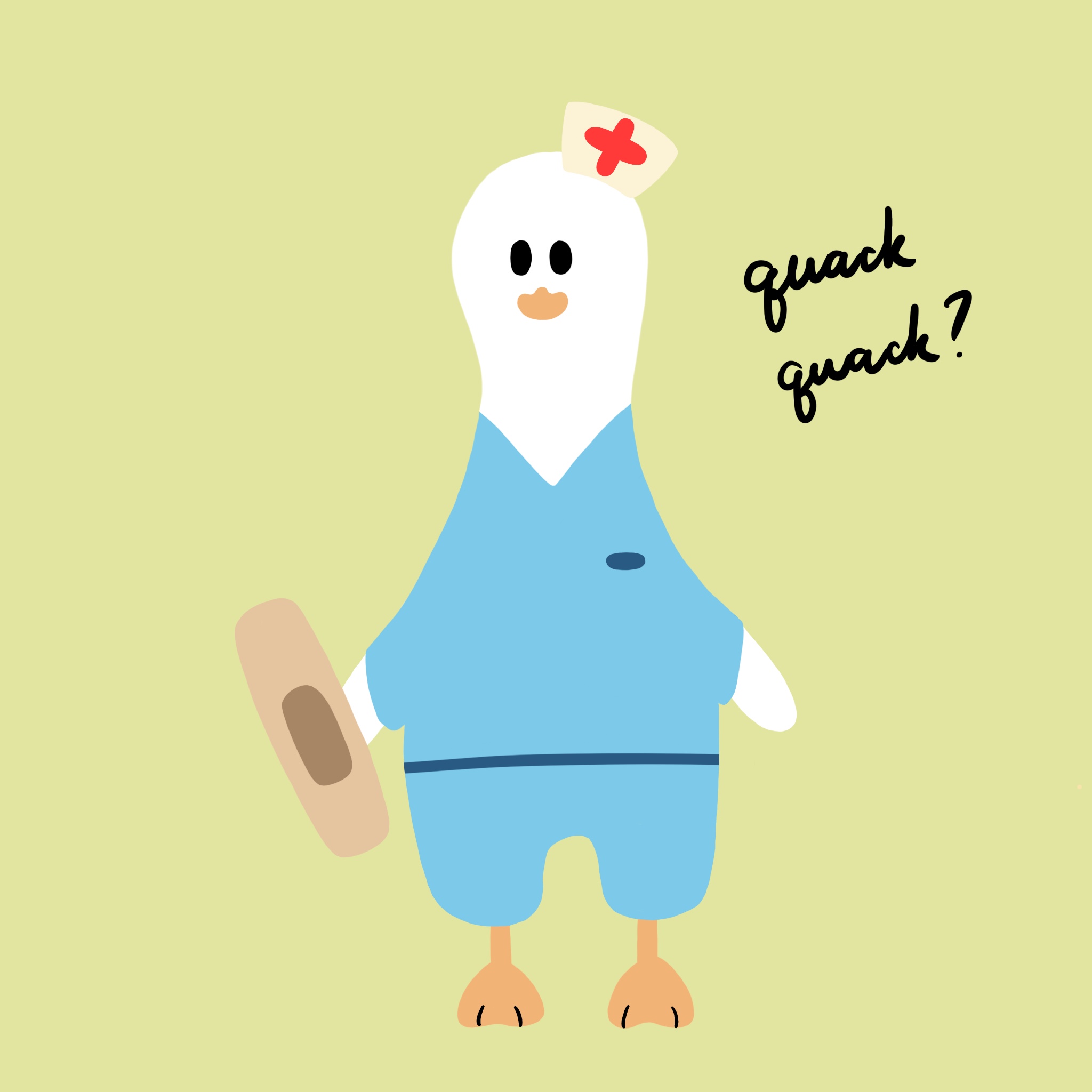 A duck dressed as a nurse