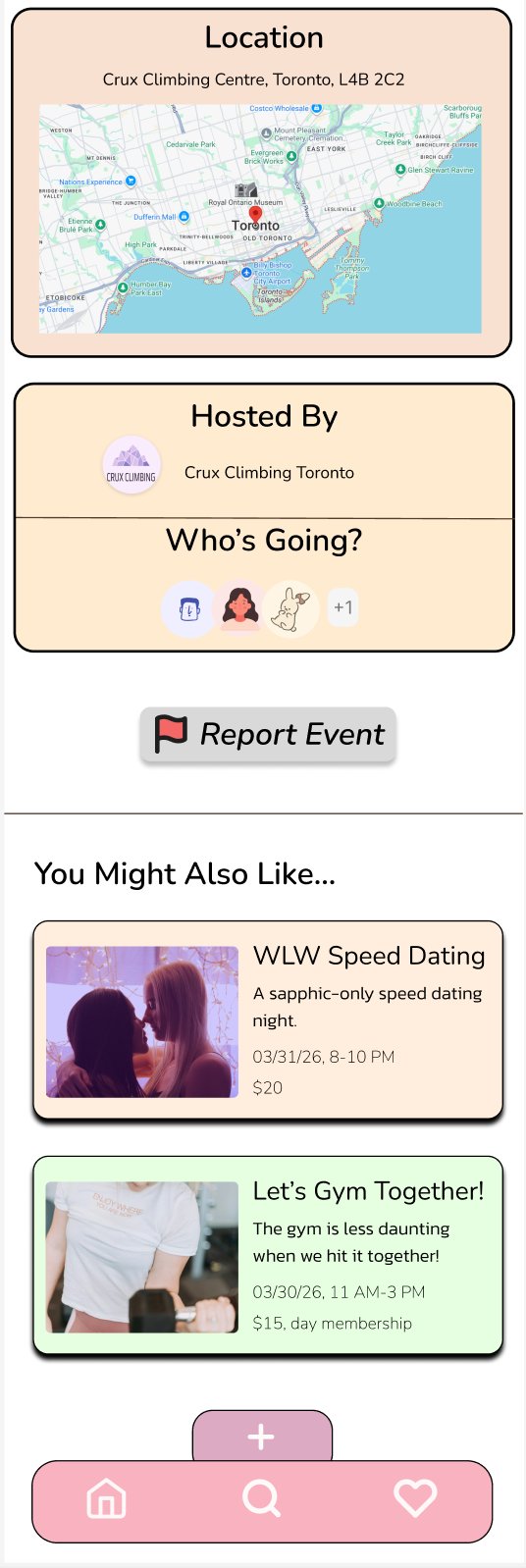 Queerio event page — bottom half