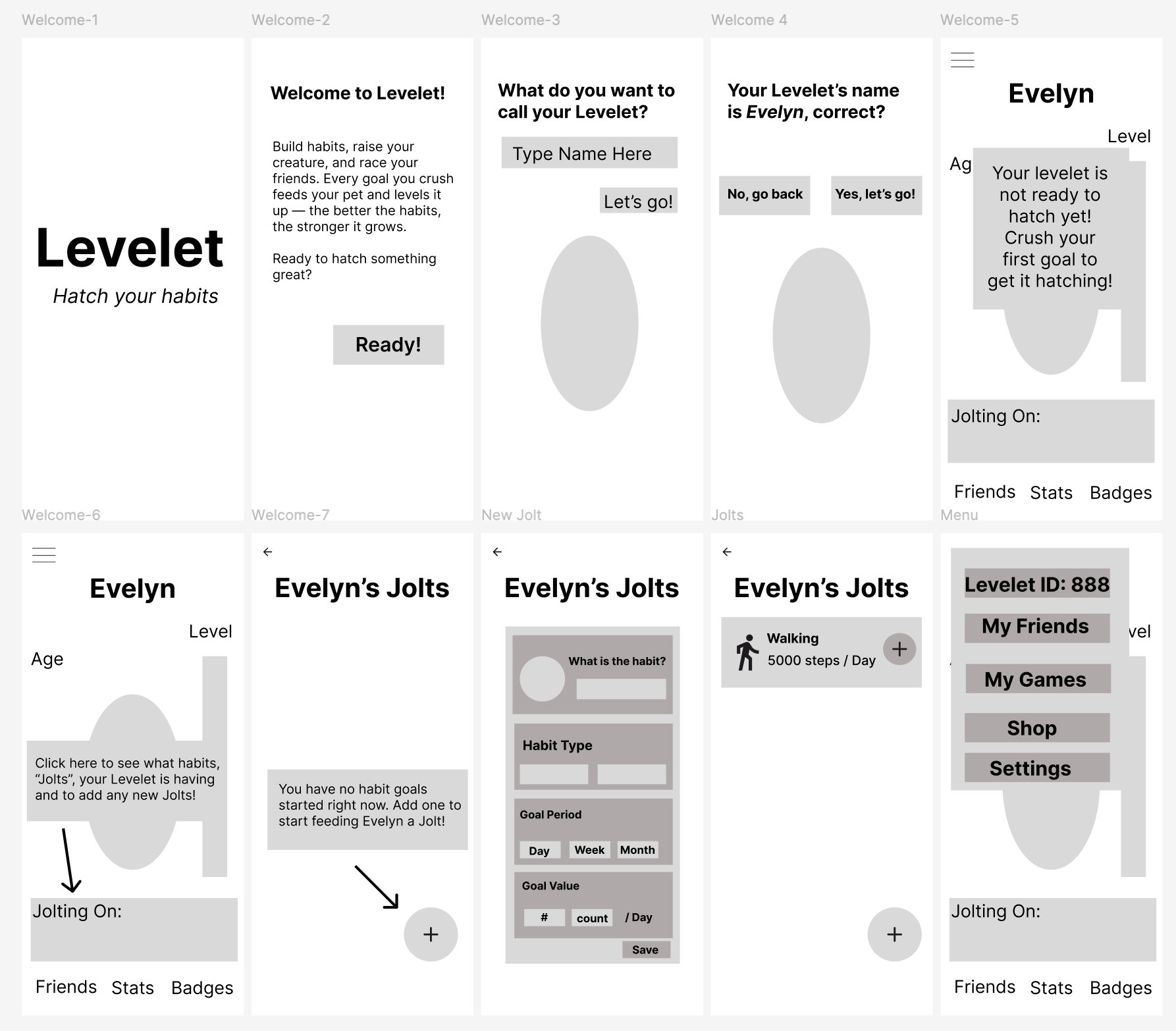 Figma low-fi wireframe sheet 1