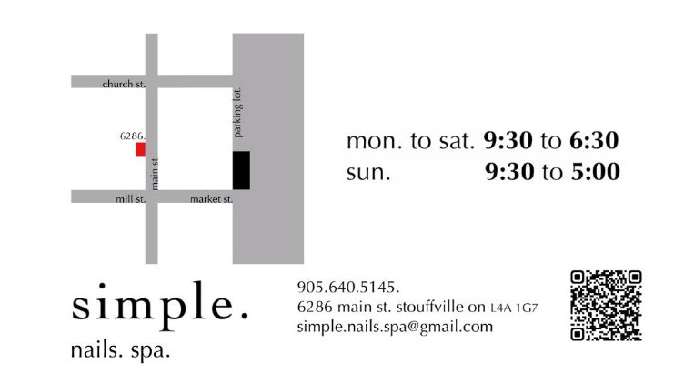 Simple Nails & Spa business card